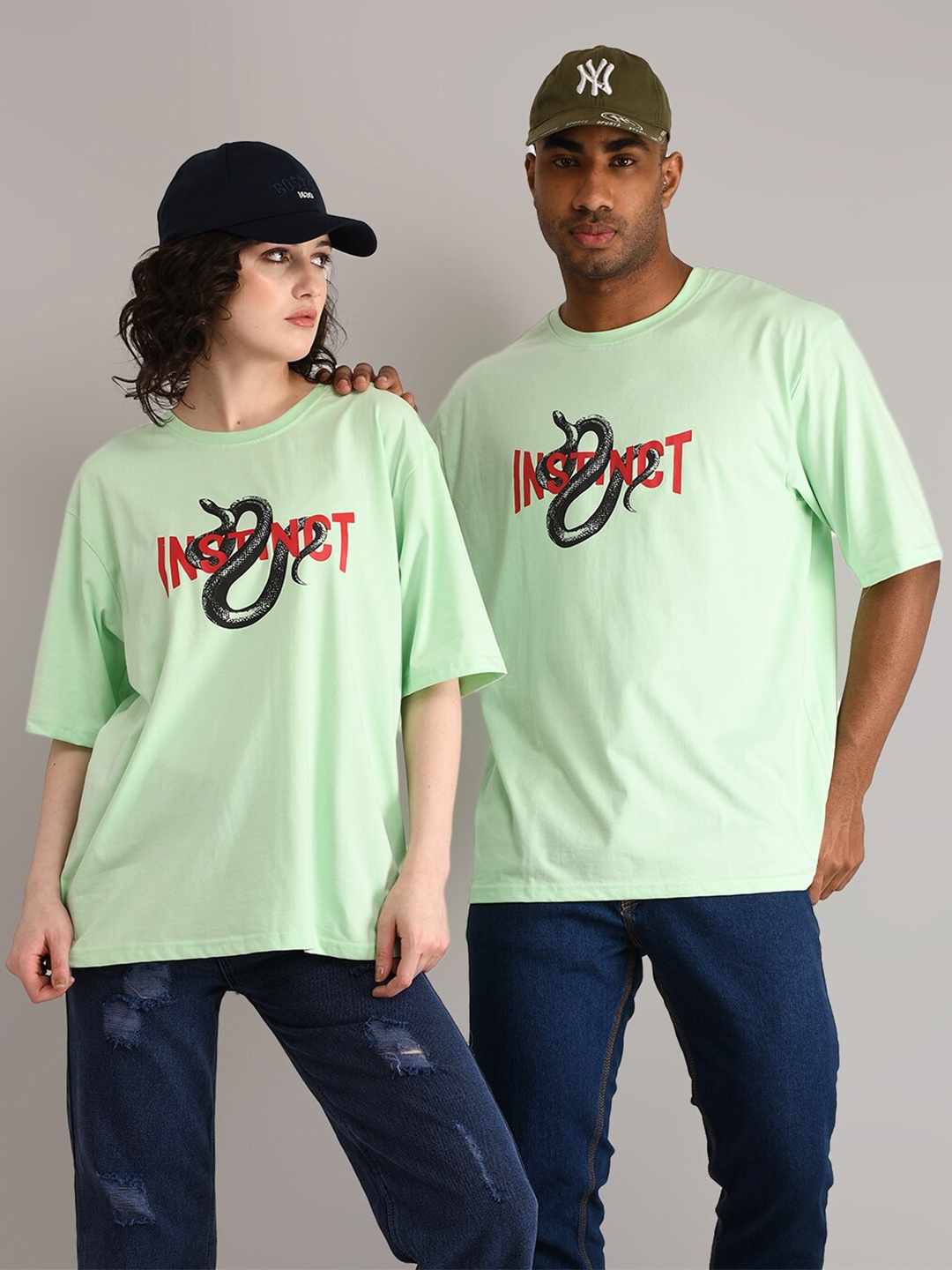 

ABSOLUTE DEFENSE Unisex Graphic Printed Round Neck Cotton Oversized T-shirt, Green