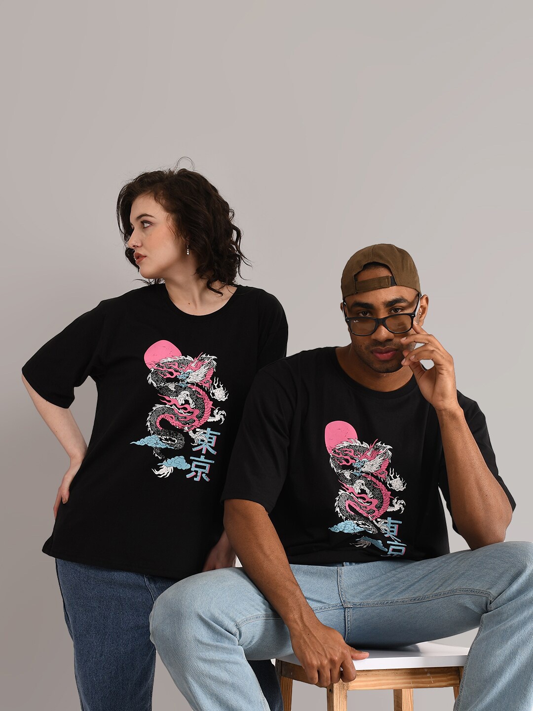 

ABSOLUTE DEFENSE Unisex Graphic Printed Round Neck Cotton Oversized T-shirt, Black