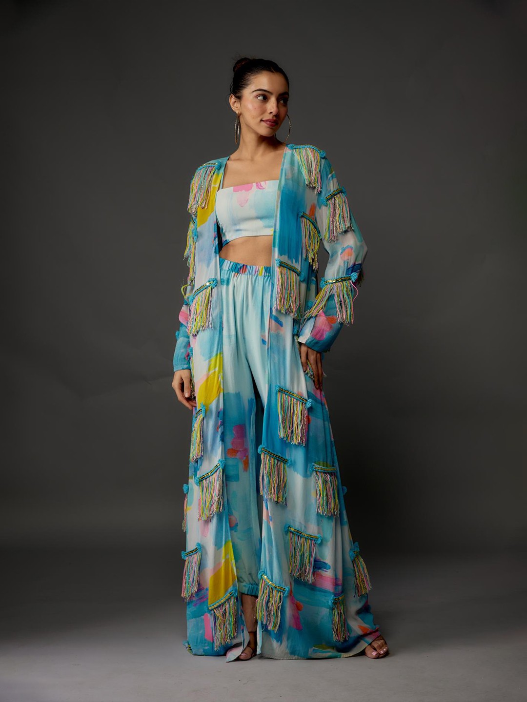 

Payal Singhal Embroidered Jacket & Bustier With Pants, Multi