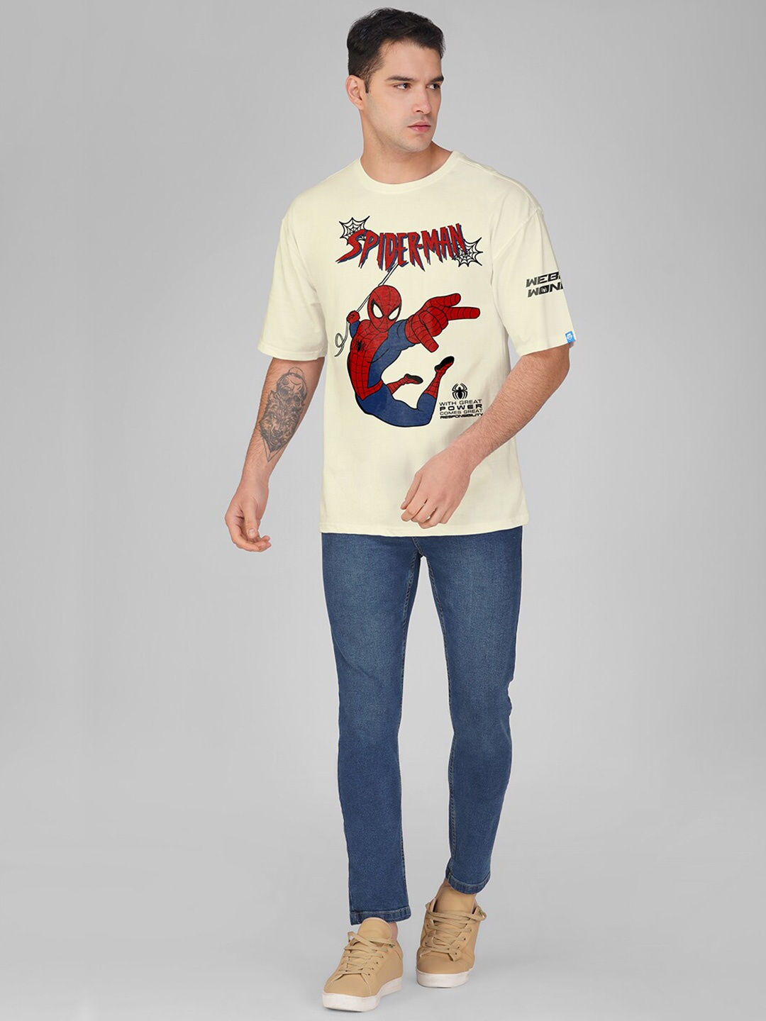 

Crazymonk Typography Printed Oversized Cotton T-shirt, White