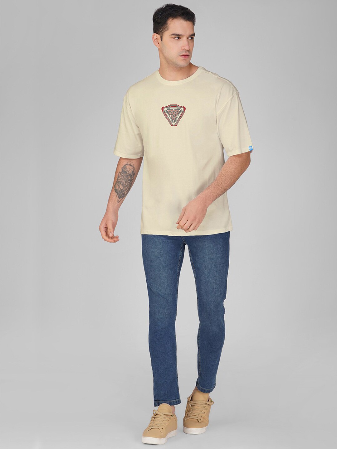 

Crazymonk Graphic Printed Cotton T-shirt, White