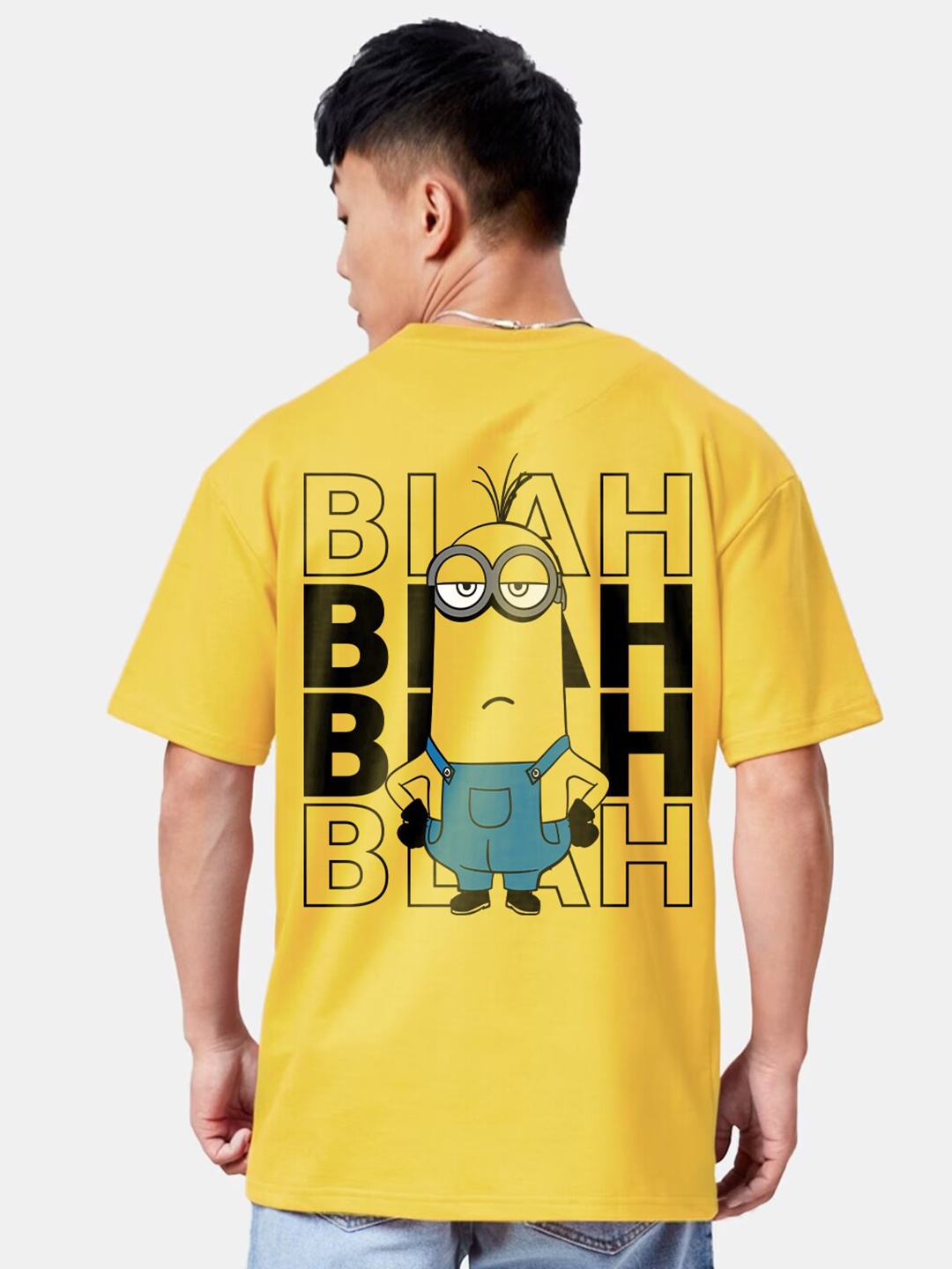 

Crazymonk Typography Printed Cotton Oversized T-shirt, Yellow