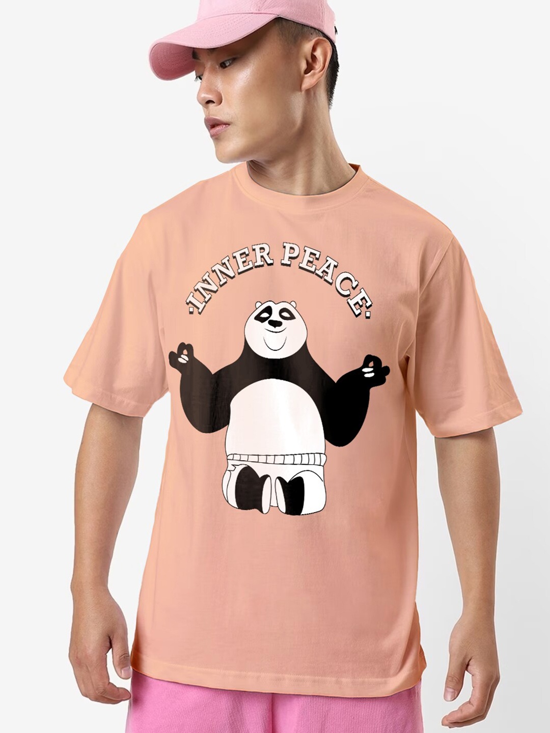 

Crazymonk Graphic Printed Oversized Cotton T-shirt, Pink