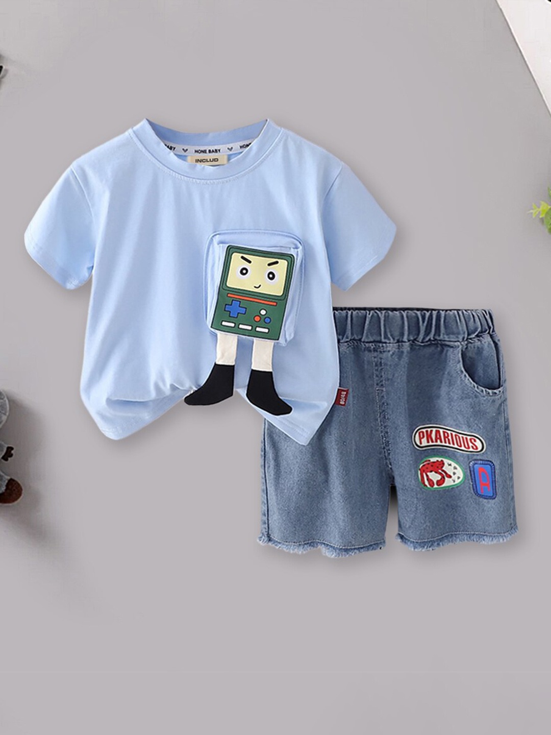 

INCLUD Boys Printed T-shirt with Shorts, Blue