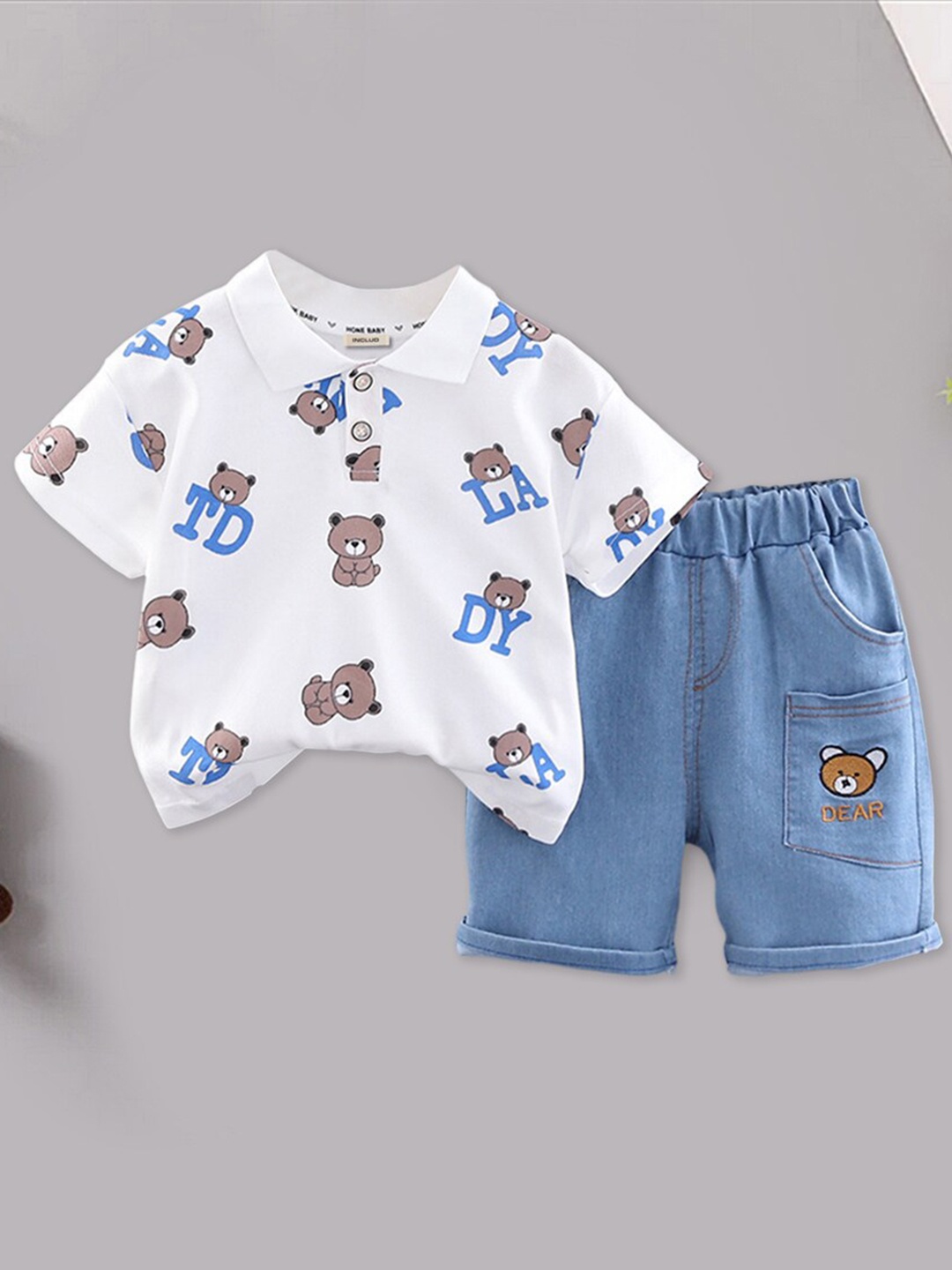 

INCLUD Boys Printed T-shirt With Shorts, White