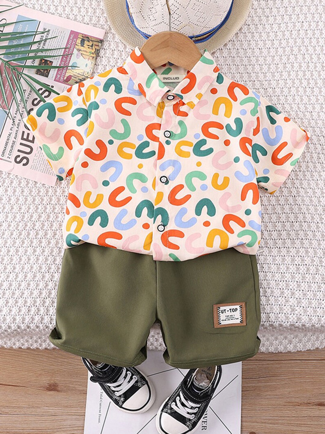 

INCLUD Boys Printed Shirt with Shorts, Yellow