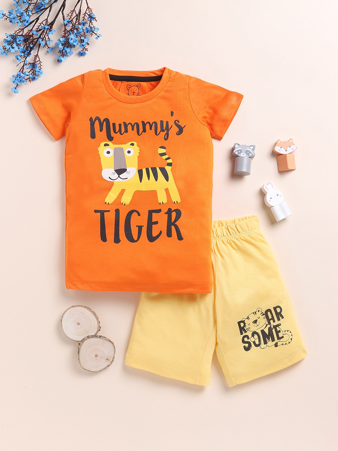 

YK Boys Graphic Printed T-shirt with Shorts, Orange