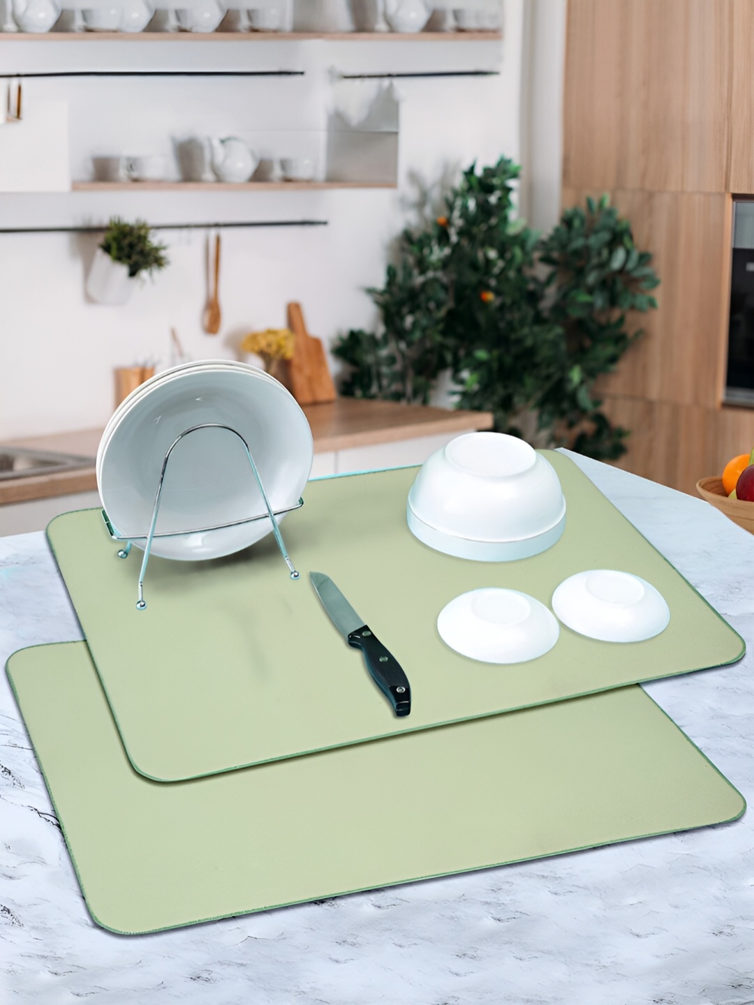 

DREAM WEAVERZ Green Set of 2 High Water Absorbent Dish Dry Mat