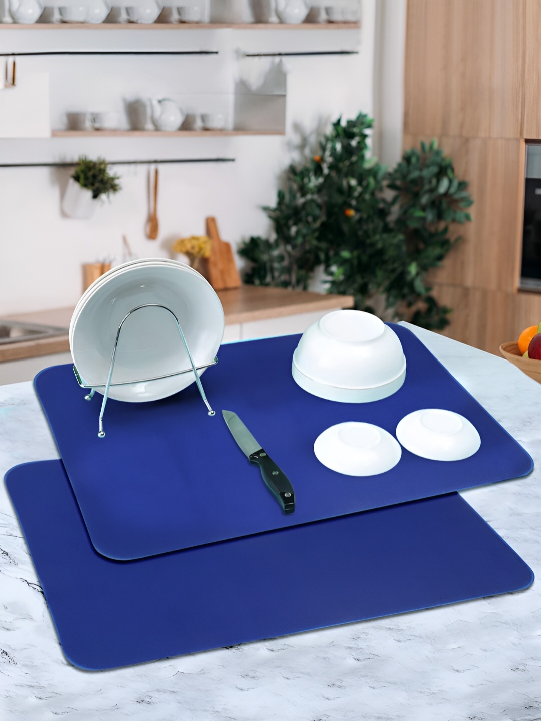 

DREAM WEAVERZ Set of 2 Blue High Water Absorbent Dish Dry Mats