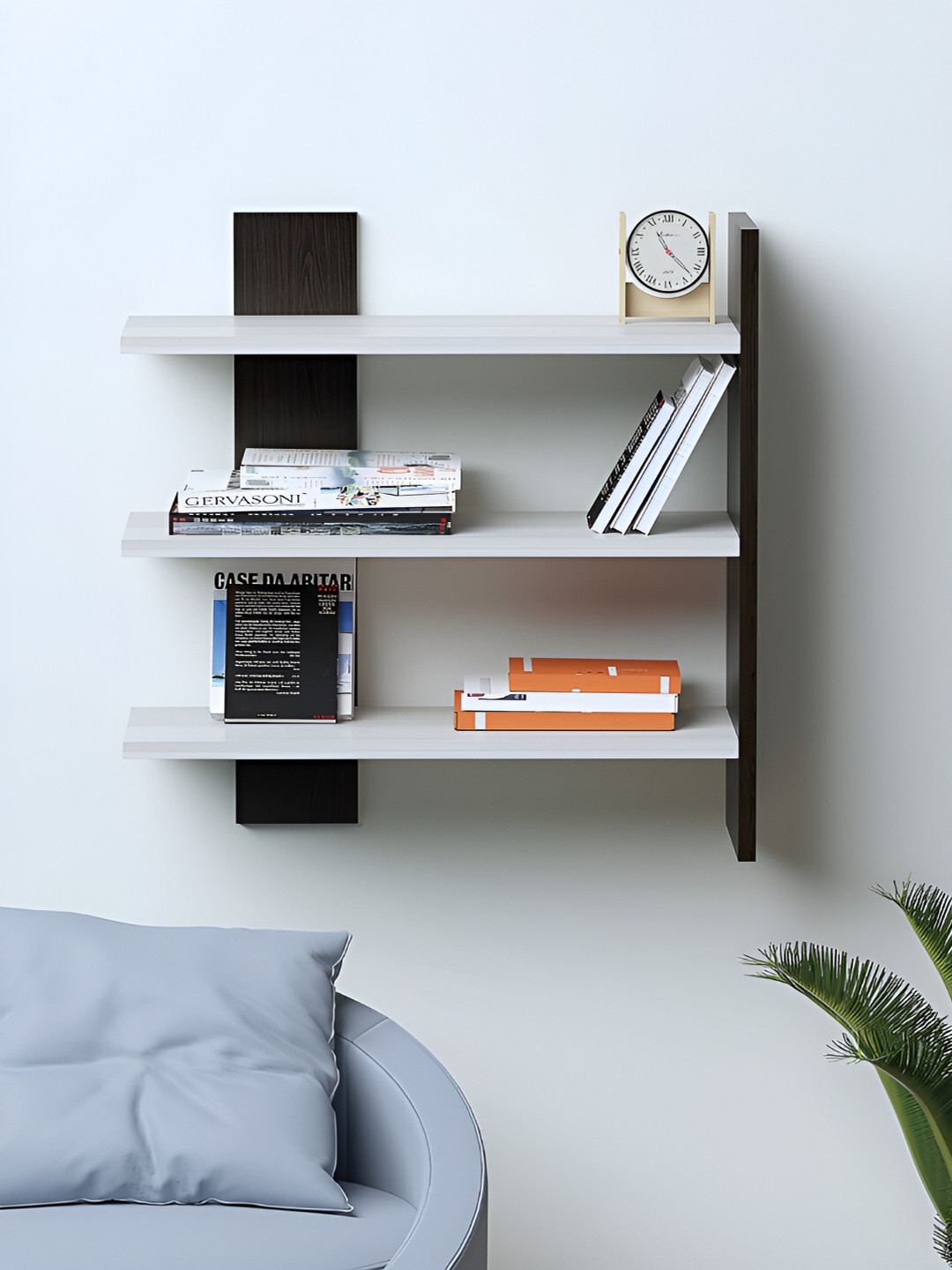 

RANDOM Black & White Wooden Basic Wall Shelf