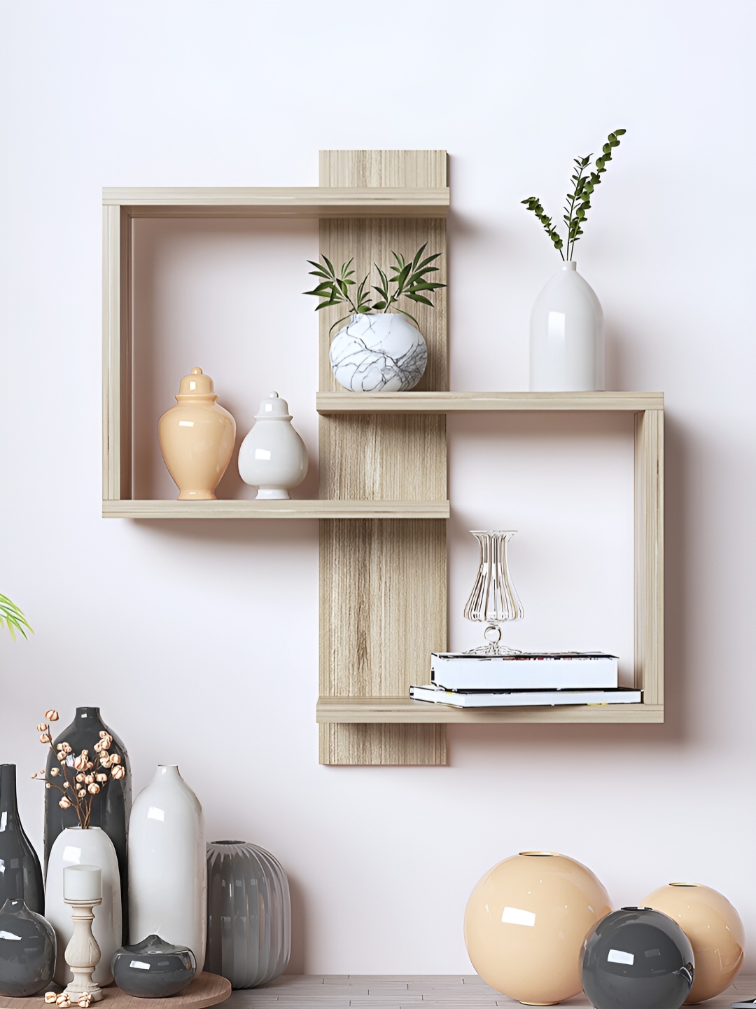

RANDOM Dark Oak Beige Basic Wall Shelf