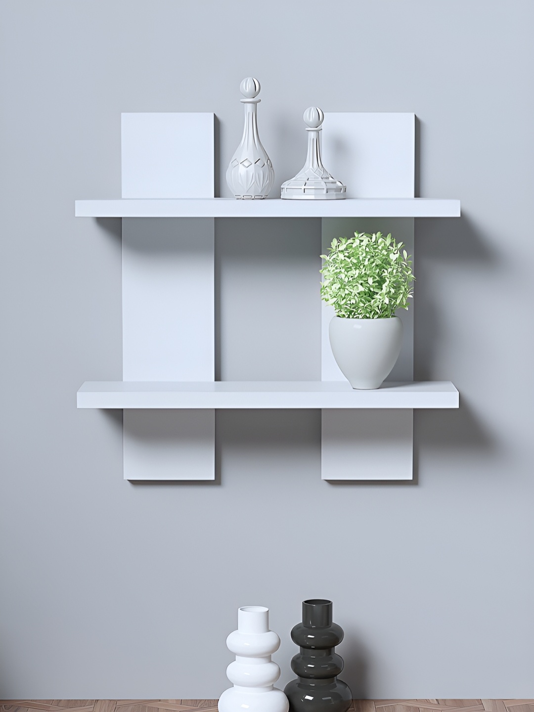 

RANDOM Solid Wooden Basic Wall Shelf, White