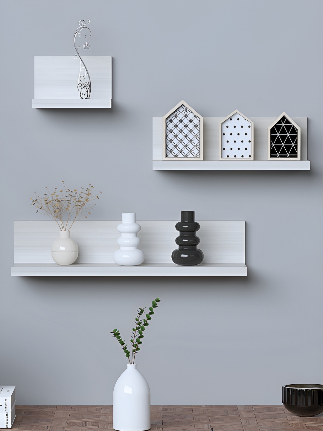 

RANDOM Maple Off-White 3 Pcs Wooden Wall Shelves