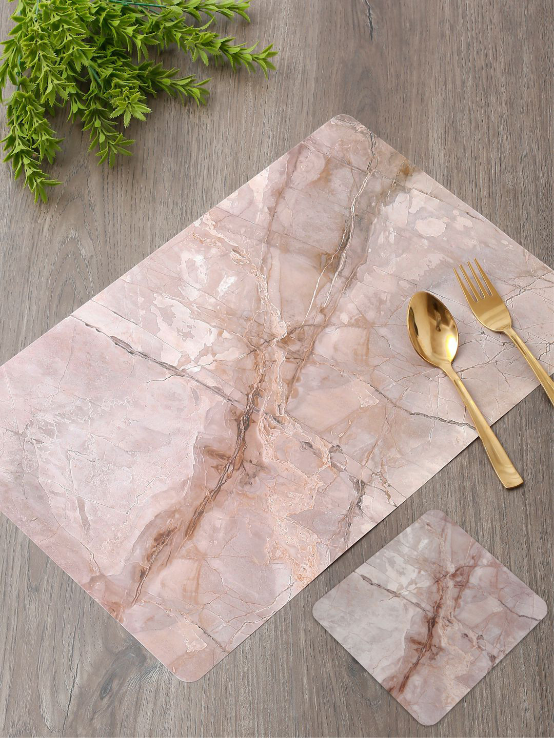 

DREAM WEAVERZ Pink 12 Pieces Printed Rectangle Table Placemats