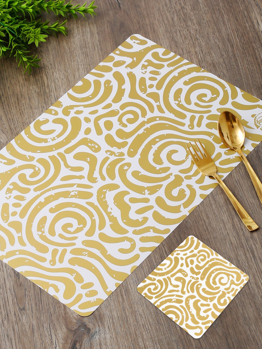 

DREAM WEAVERZ White 12 Pieces Printed Rectangle Table Placemats