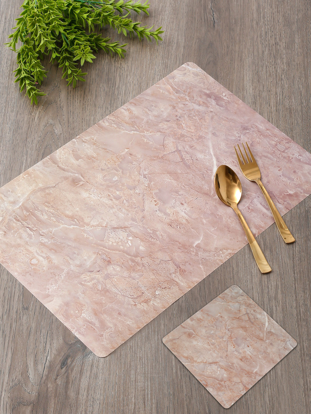 

DREAM WEAVERZ Pink & Grey 12 Pieces HD Printed Rectangle Table Placemats