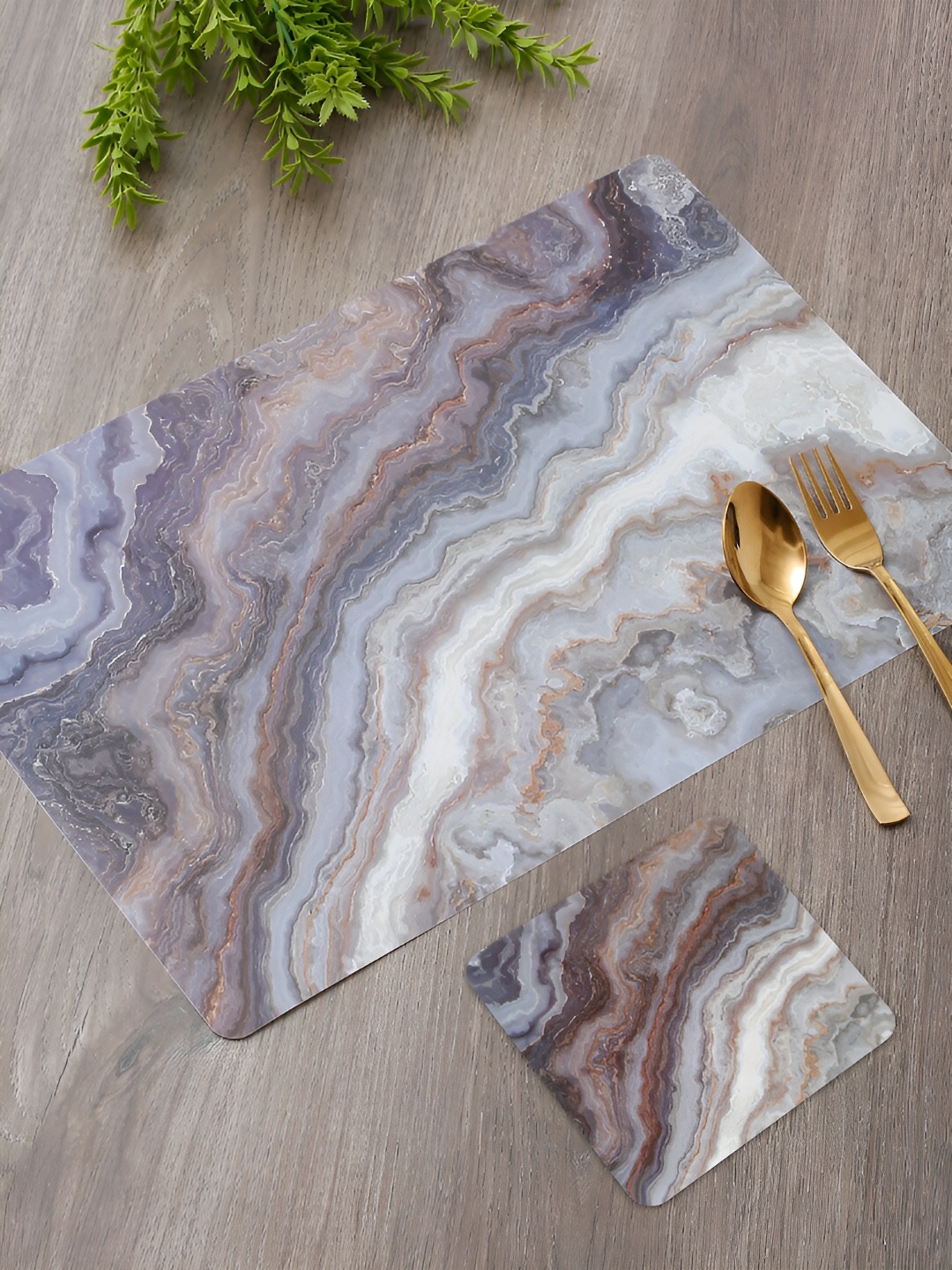 

Aura Grey & Brown 12 Pieces Printed Rectangle Table Placemats