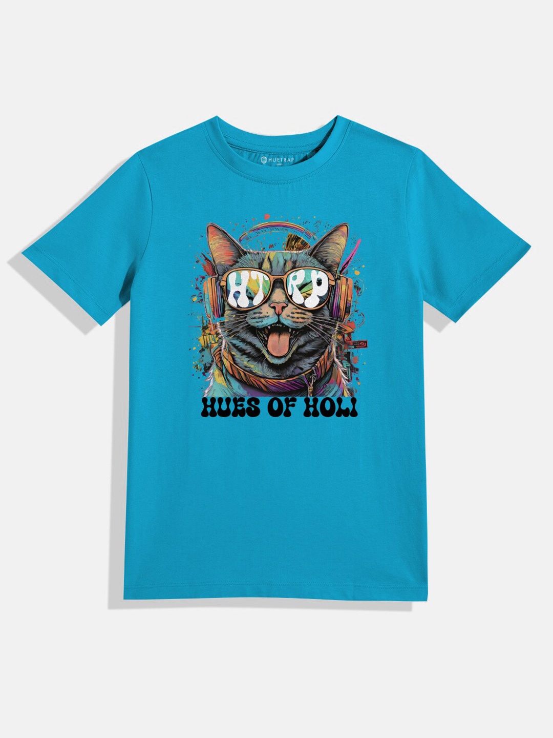 

Huetrap Boys Graphic Printed Cotton T-shirt, Turquoise blue