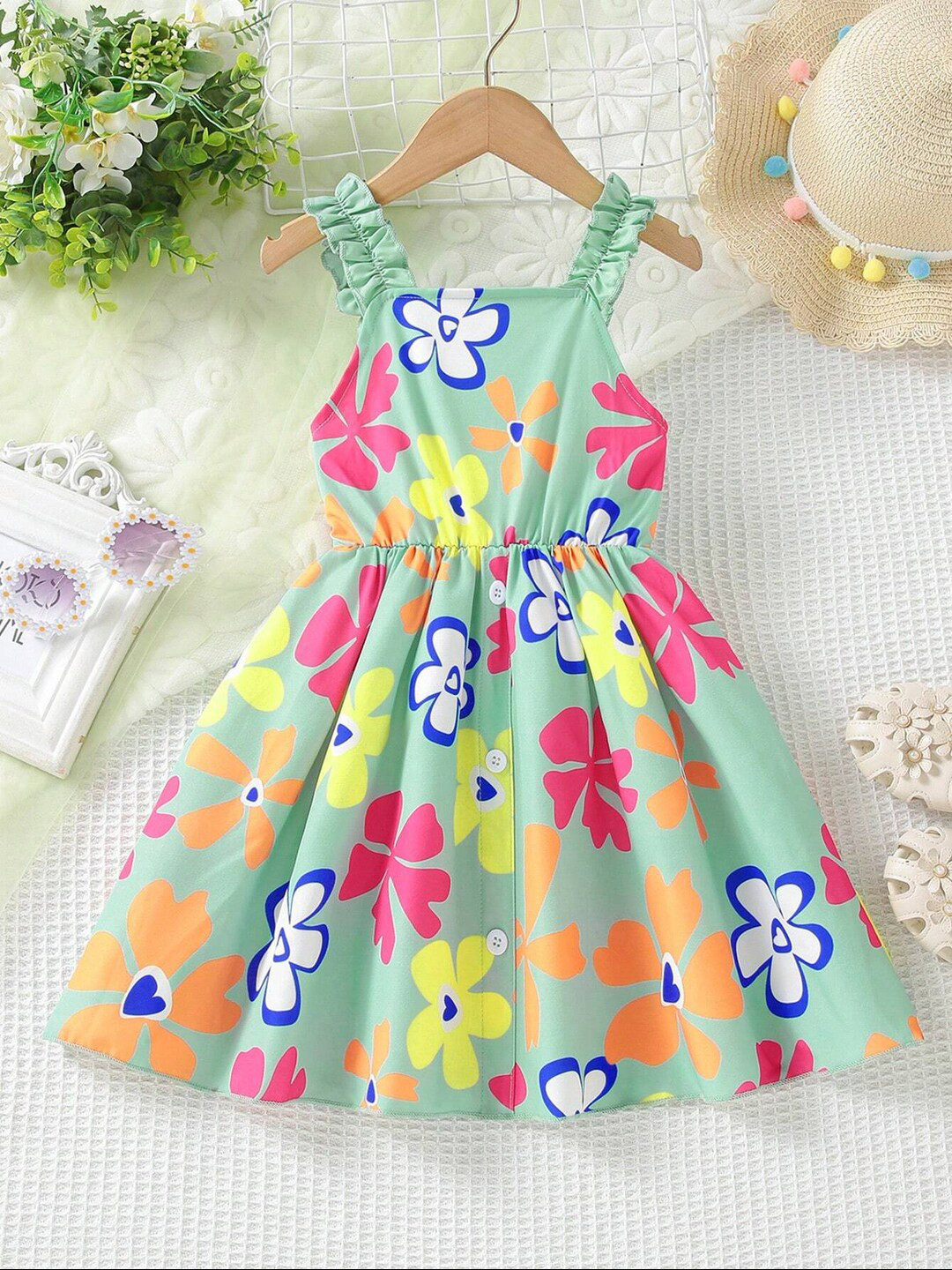 

BAESD Girls Printed Fit & Flare Dress, Green