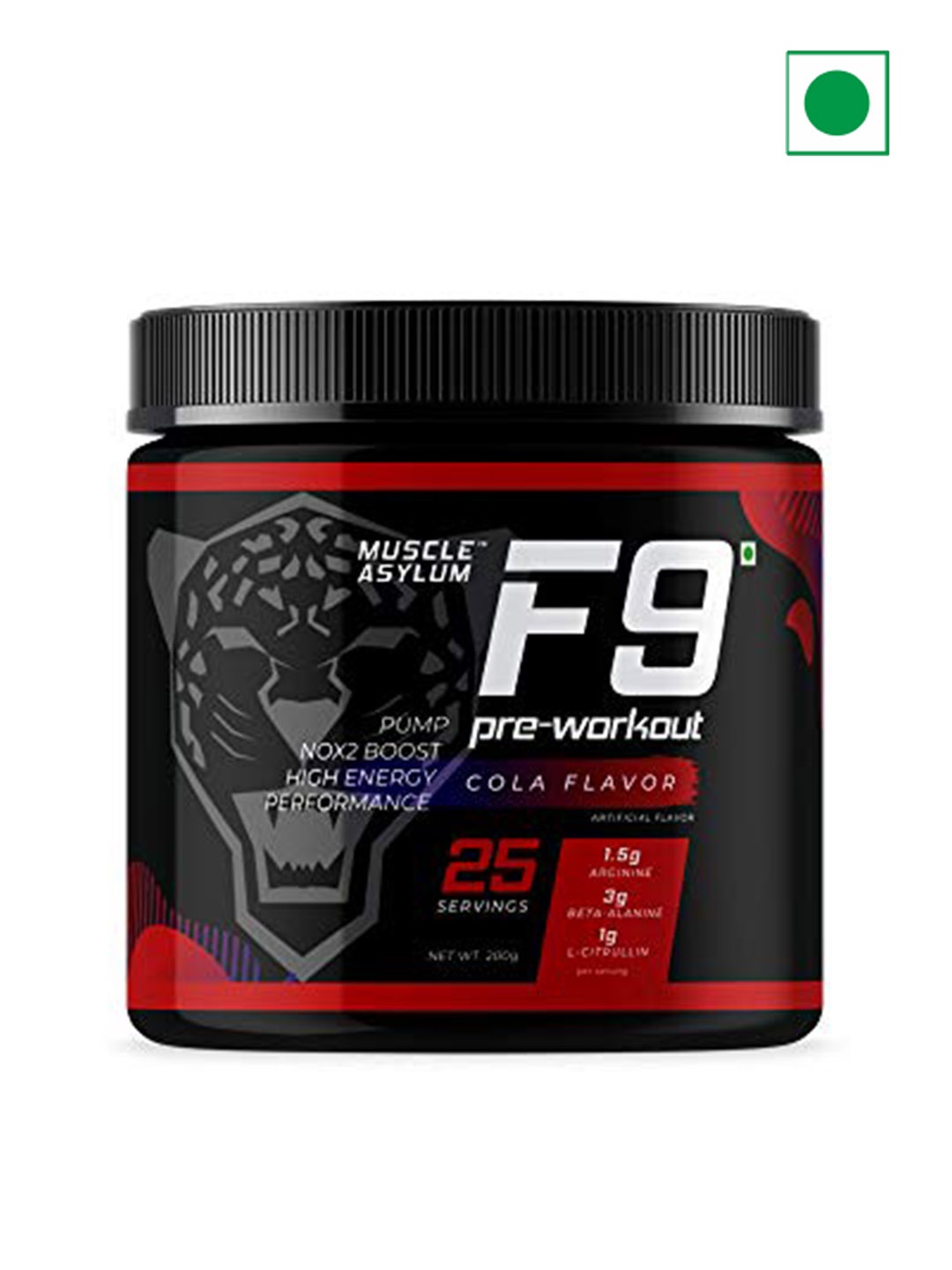 

Muscle Asylum F9 Pre-Workout - 200gm, Black