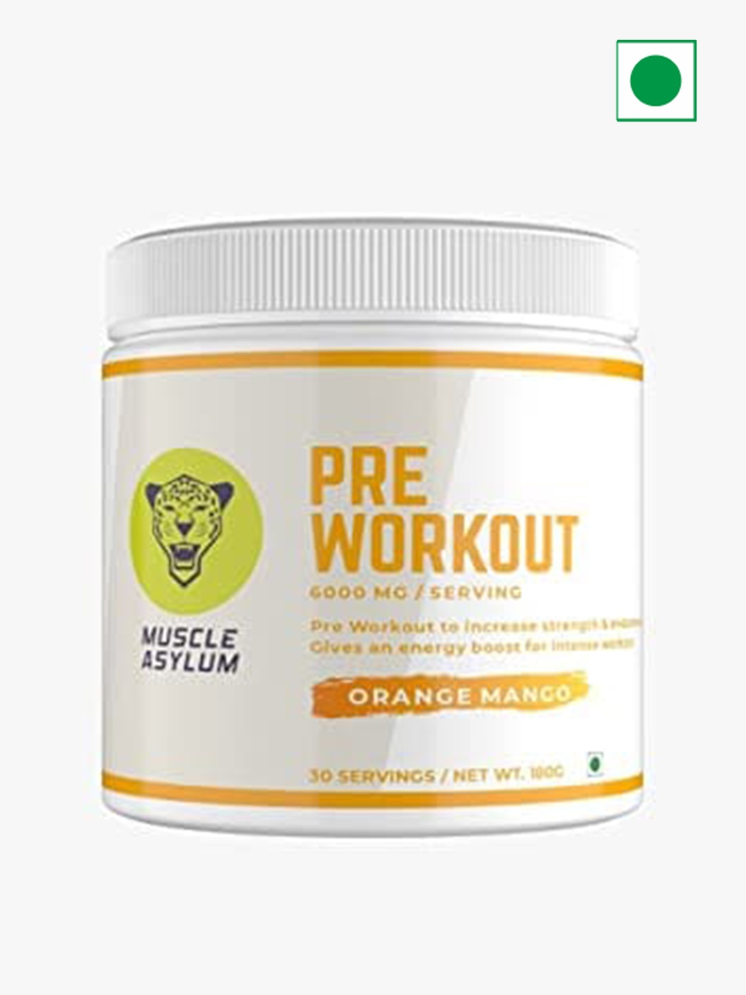 

Muscle Asylum Orange Pre-Workout 30 Servings Powder -180Gm Orange Mango Flavor