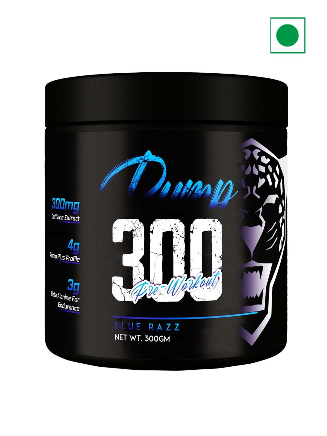 

Muscle Asylum Pump 300 Pre-Workout -300g Blue Razz Flavor, Black