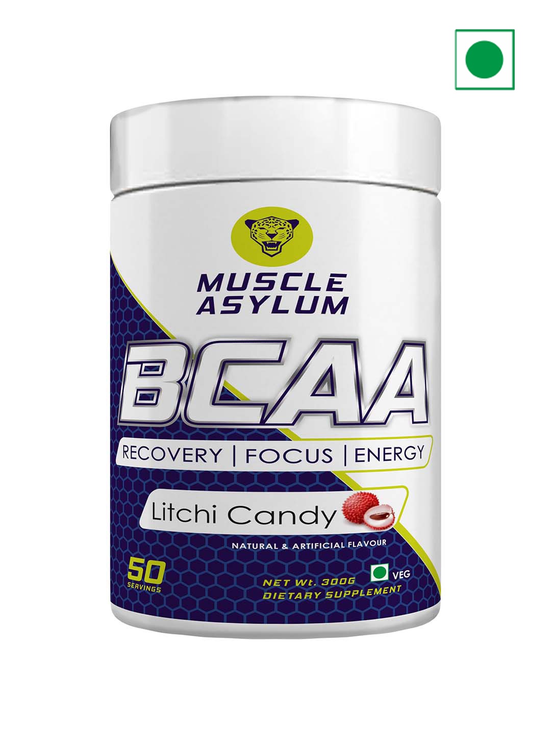 

Muscle Asylum BCAA Powder For Energy - 300g, White
