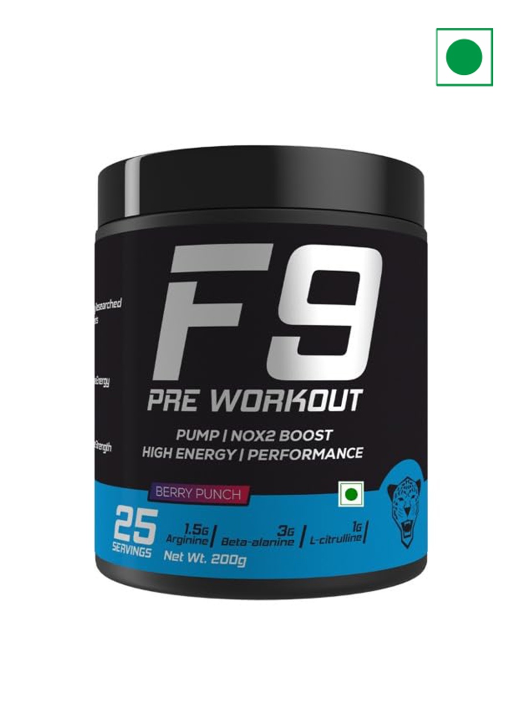 Muscle Asylum F9 Pre-Workout Berry Punch 25 Serving- 200 Gm, Black