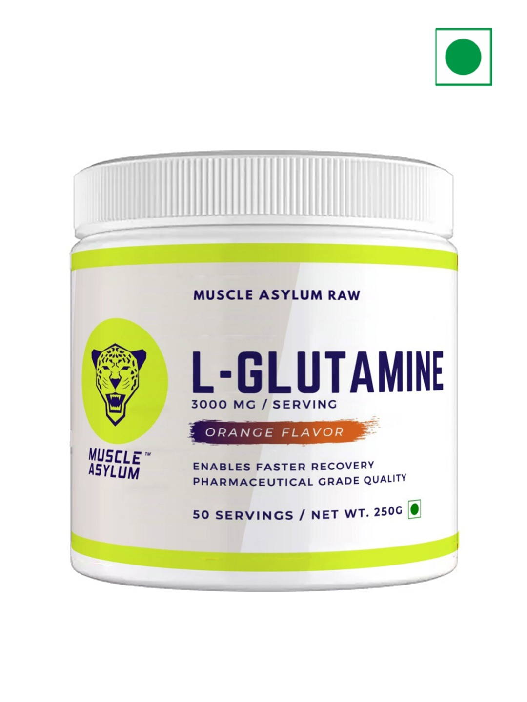 

Muscle Asylum L-Glutamine Powder Orange Flavour - 250gm, White