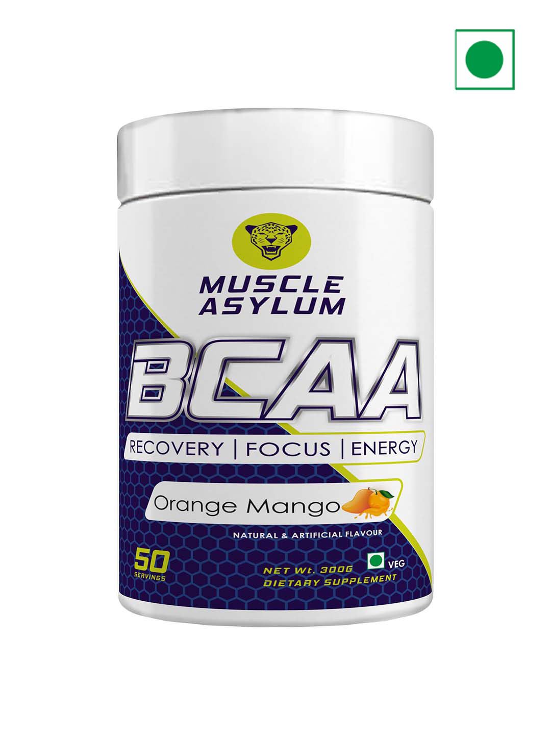 

Muscle Asylum Bcaa Powder Orange Mango Flavour - 3g, White