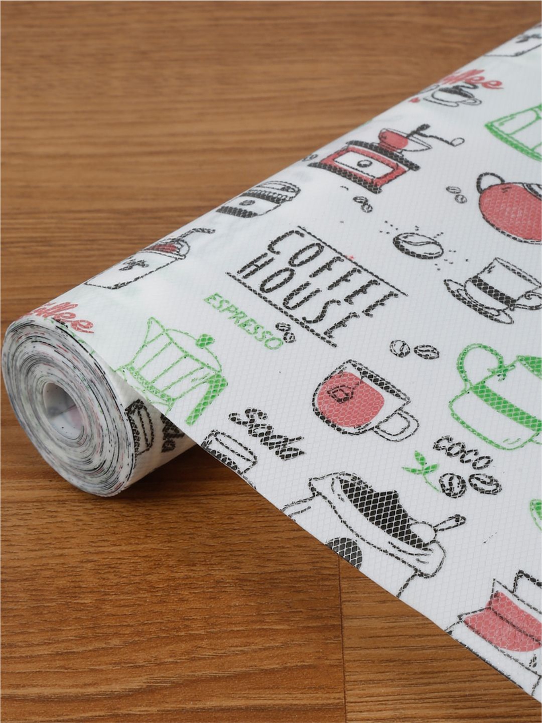 

DREAM WEAVERZ White & Green Printed Water Resistant Shelf Liner Organiser