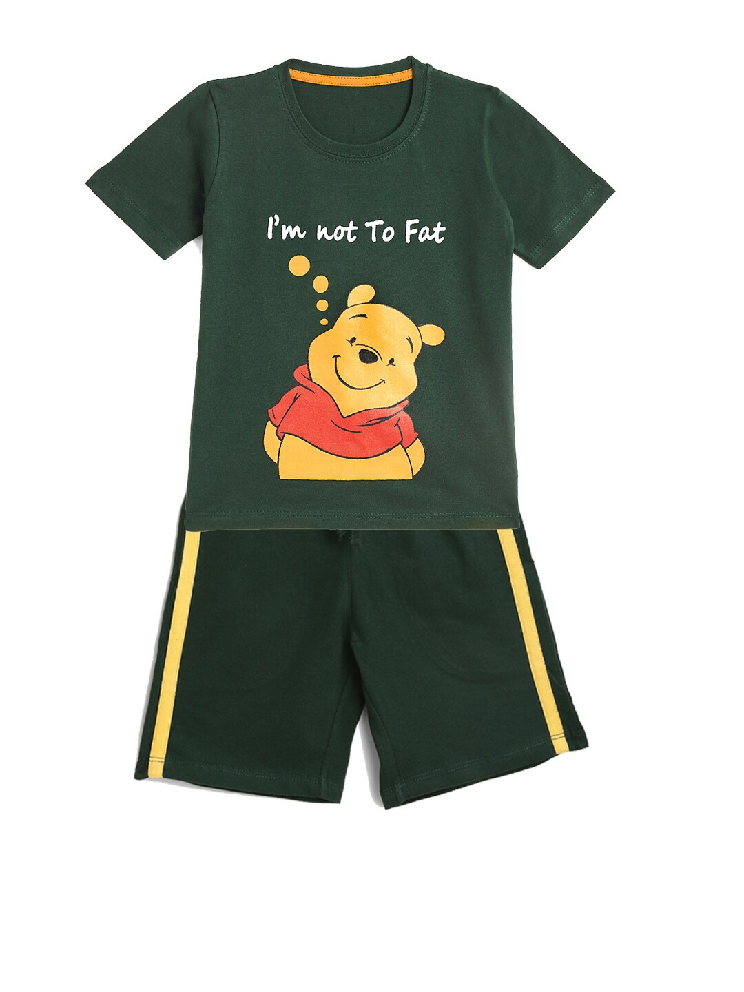 

HERE&NOW Boys Winnie The Pooh Graphic Printed T-shirt With Shorts, Green