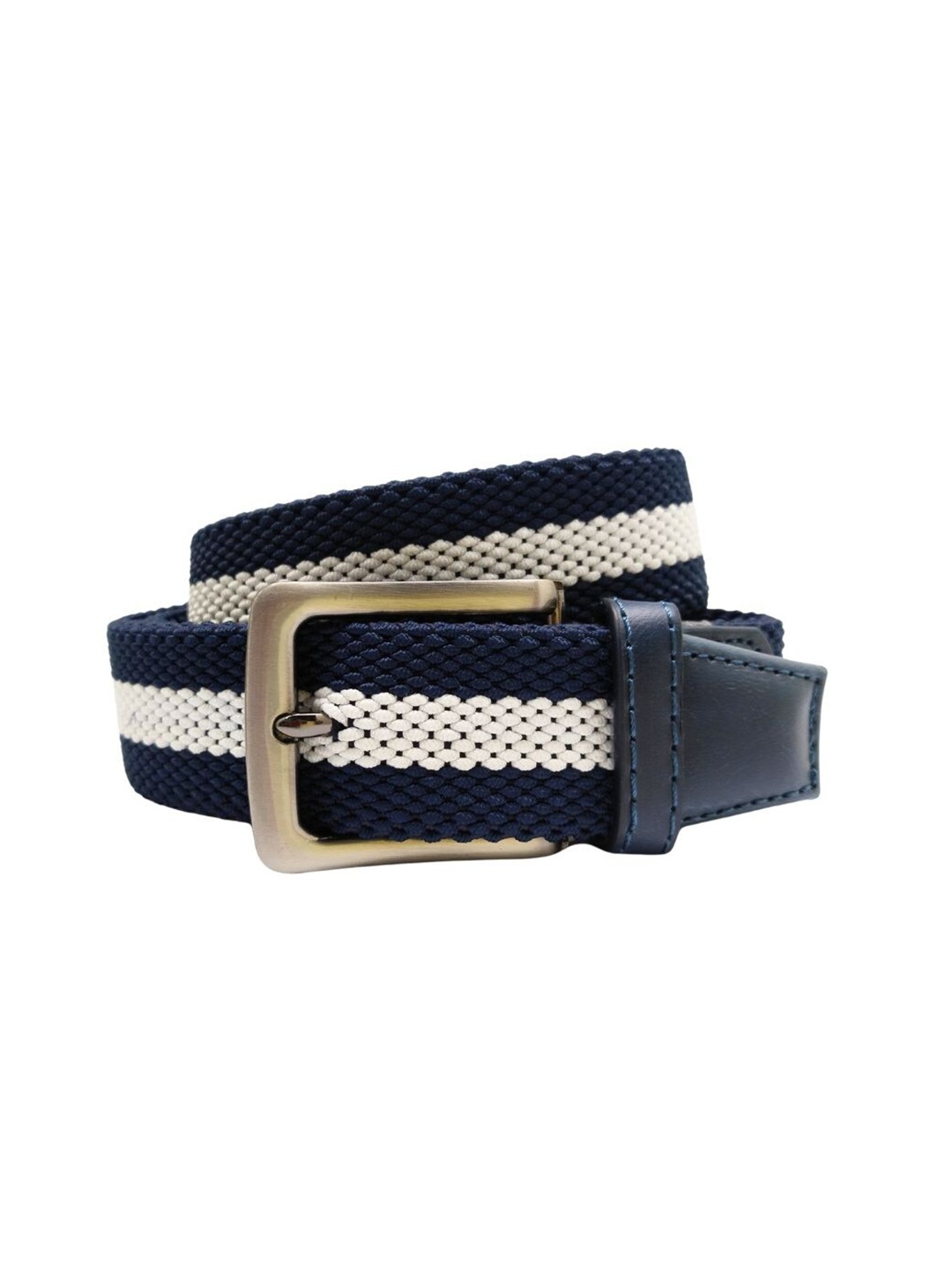

The Tie Hub Men Braided Stretchable Canvas Belt, Blue