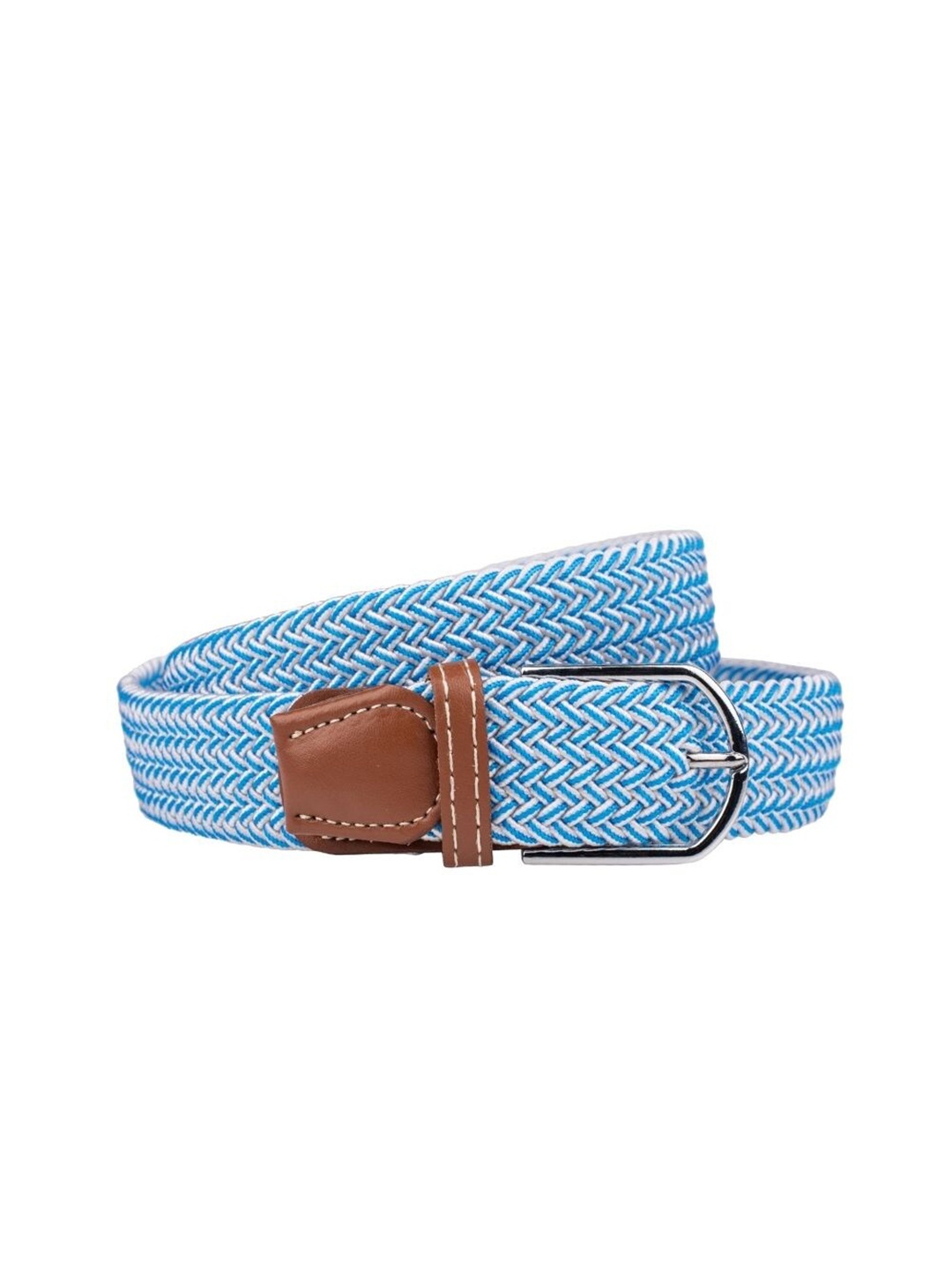 

The Tie Hub Men Braided Stretchable Canvas Belt, Blue