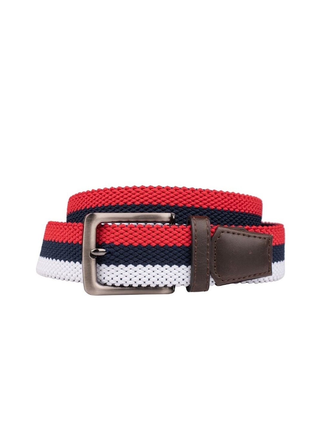 

The Tie Hub Men Braided Stretchable Casual Elasticated Belt, Red