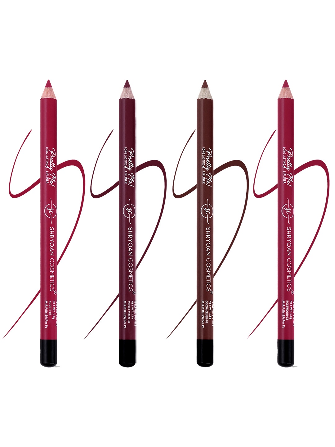 

SHRYOAN Set Of 4 Pretty Me Bold Lipliner & Eye Liner Matte Pencil - 1.8g Each, Pink