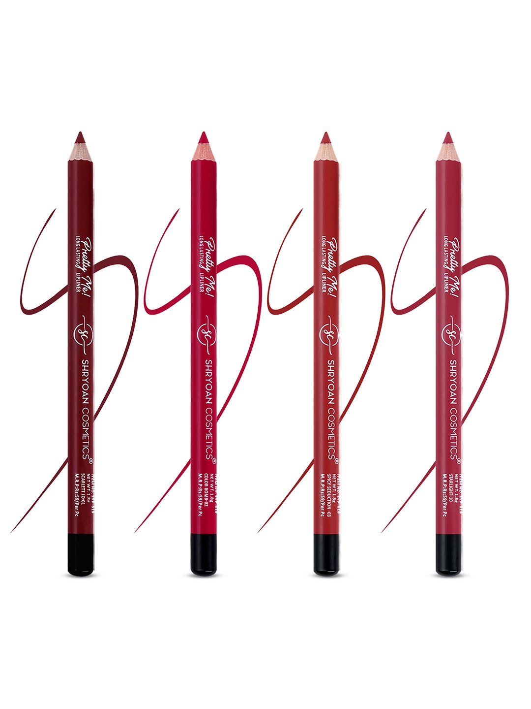 

SHRYOAN Set Of 4 Pretty Me Bold Lipliner & Eye Liner Matte Pencil- 1.8g Each, Brown
