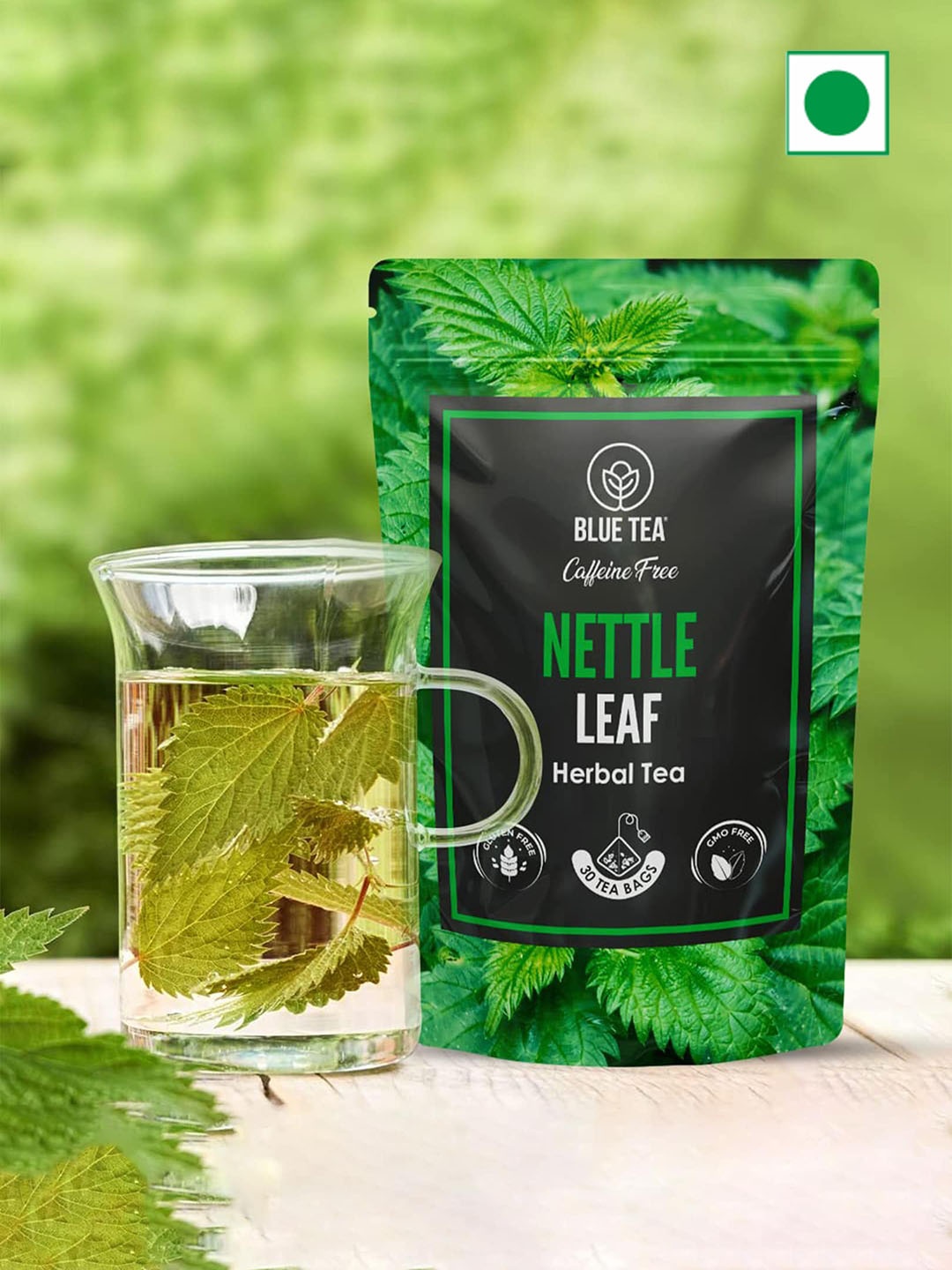 

BLUE TEA Nettle Herbal Tea- 30 Tea Bags, Green