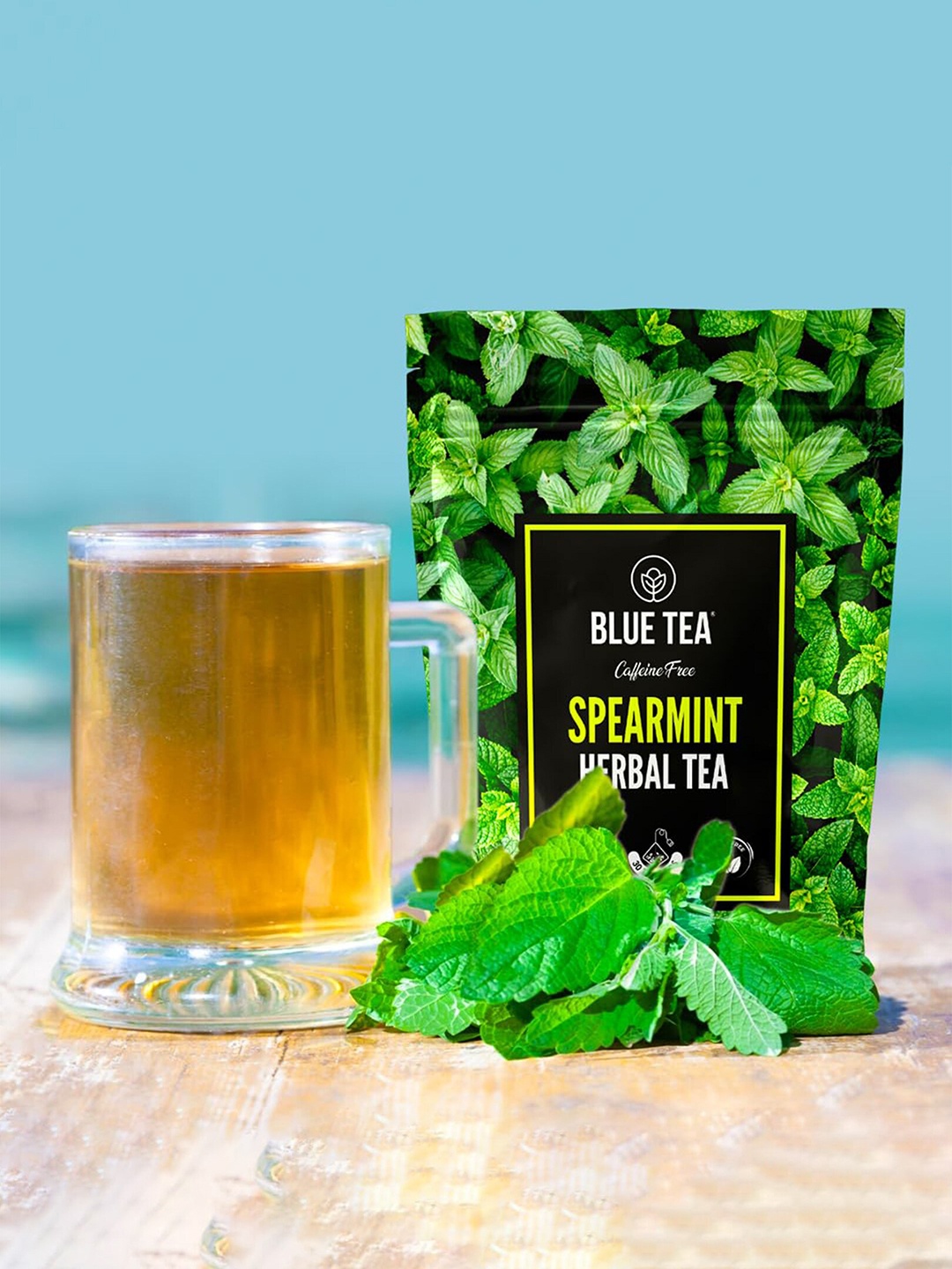 

BLUE TEA Spearmint Herbal Tea- 30 Tea Bags, Green