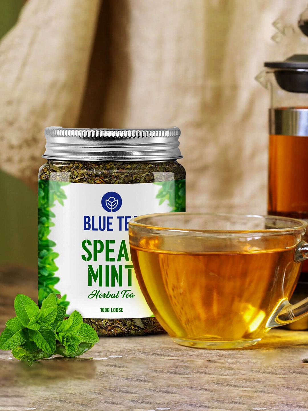 

BLUE TEA Spearmint Herbal Tea- 100g, Green