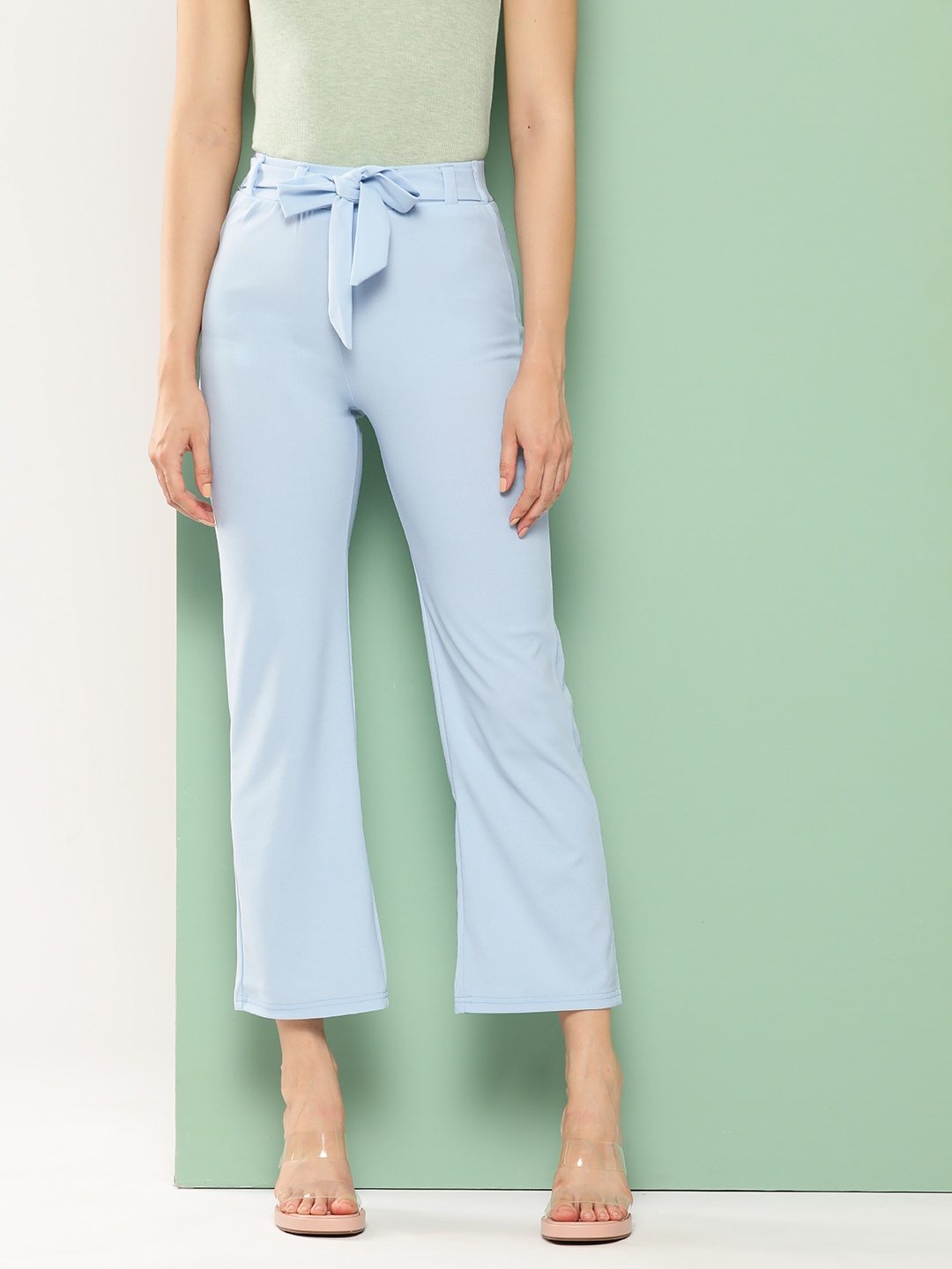 

BROOWL Women Smart High-Rise Trousers, Turquoise blue