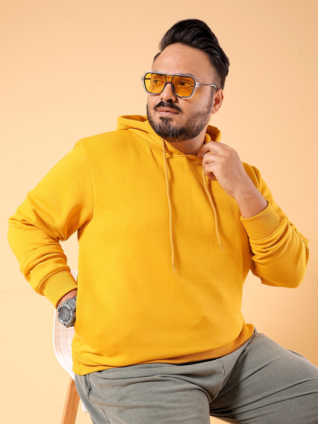 

Hardsoda by The Indian Garage Co Plus Size Hooded Pullover Sweatshirt, Mustard