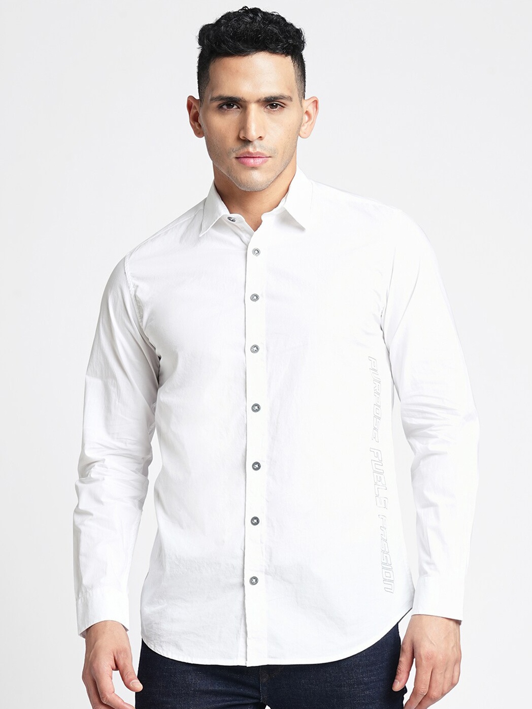 

Blue Buddha Comfort Spread Collar Cotton Casual Shirt, White