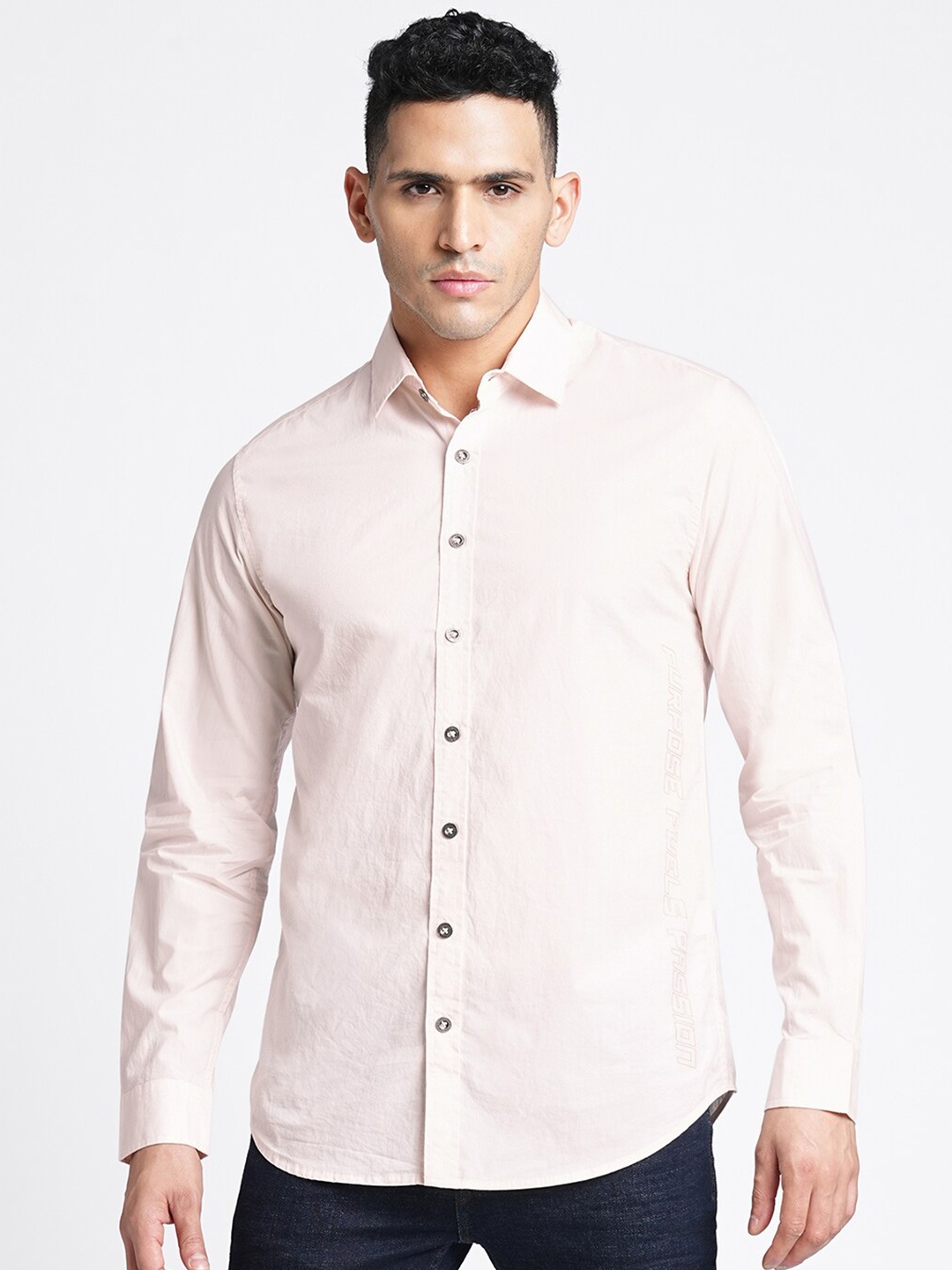 

Blue Buddha Comfort Spread Collar Cotton Casual Shirt, Pink