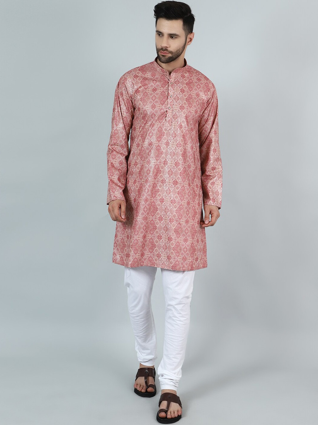 

Wintage Ethnic Motifs Printed Straight Kurta With Pyjamas, Pink