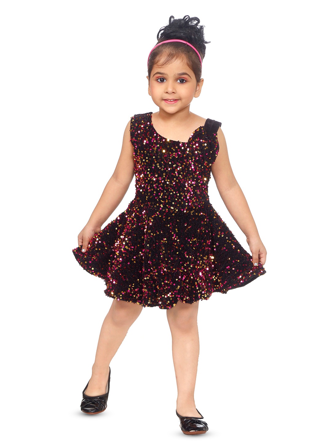 

BAESD Girls Embellished Sequined Crepe Fit & Flare Dress, Purple