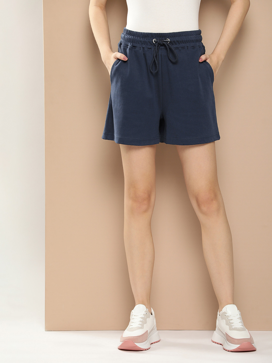 

Bene Kleed Women Solid Oversize Fit Shorts, Navy blue