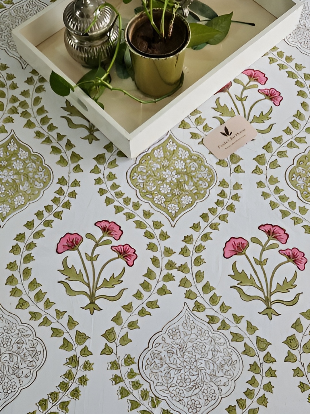 

Feels Like Home Green Ethnic Motifs Cotton 210 TC King Bedsheet with 2 Pillow Covers