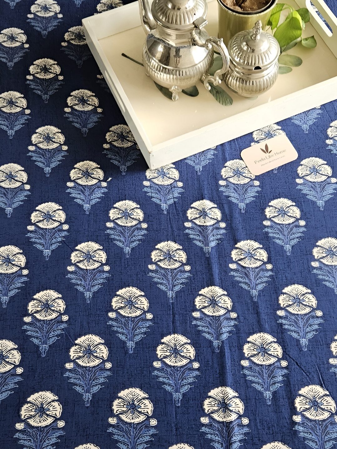 

Feels Like Home Blue & White Floral Cotton 210 TC King Bedsheet with 2 Pillow Covers