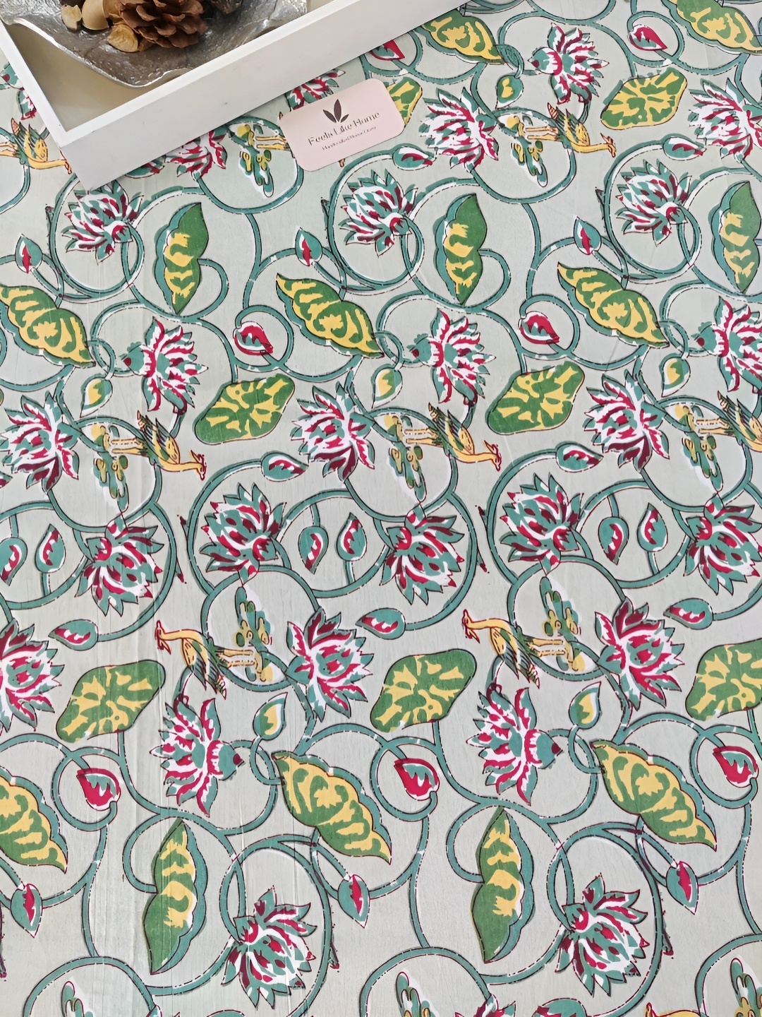 

Feels Like Home Green & Pink Floral 180 TC King Bedsheet with 2 Pillow Covers